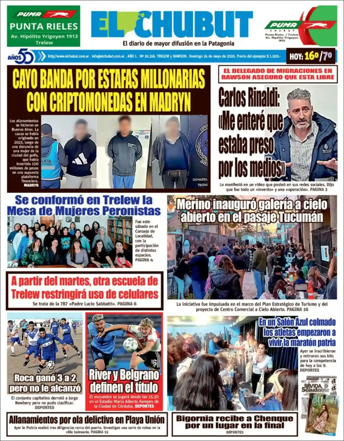 Evolucion Streaming | NOTIFULL SUR - Tapa del diario El Chubut