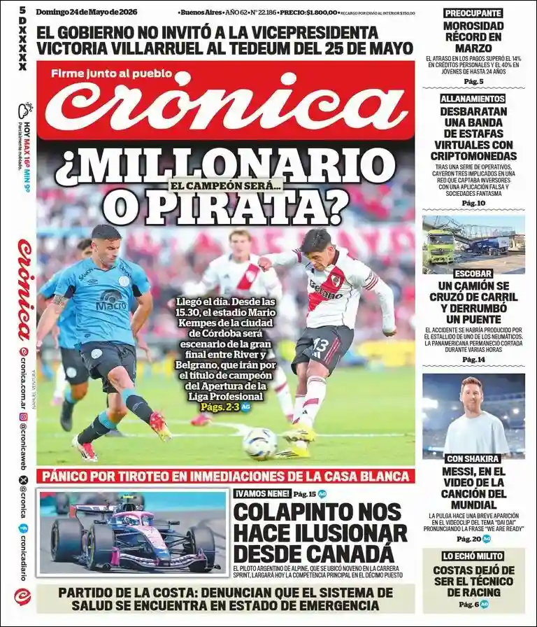 Evolucion Streaming | NOTIFULL SUR - Tapa del diario Crónica
